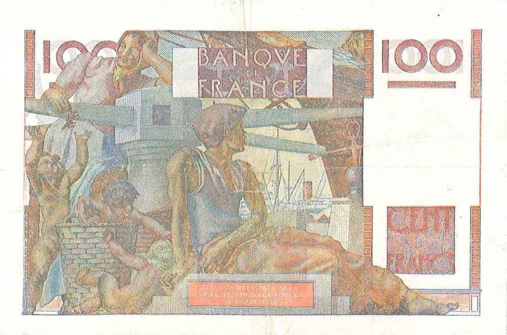 Back of France p128e: 100 Francs from 1952