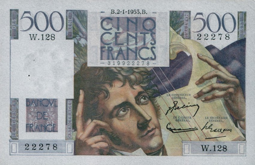 Front of France p129c: 500 Francs from 1952