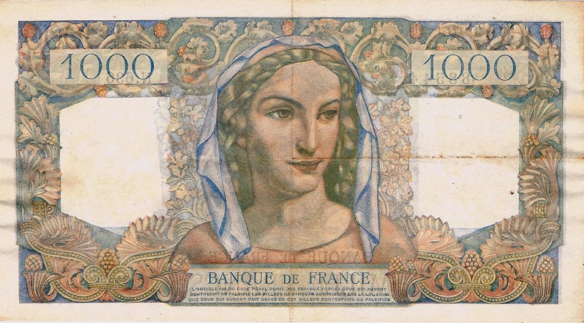 Back of France p130b: 1000 Francs from 1948