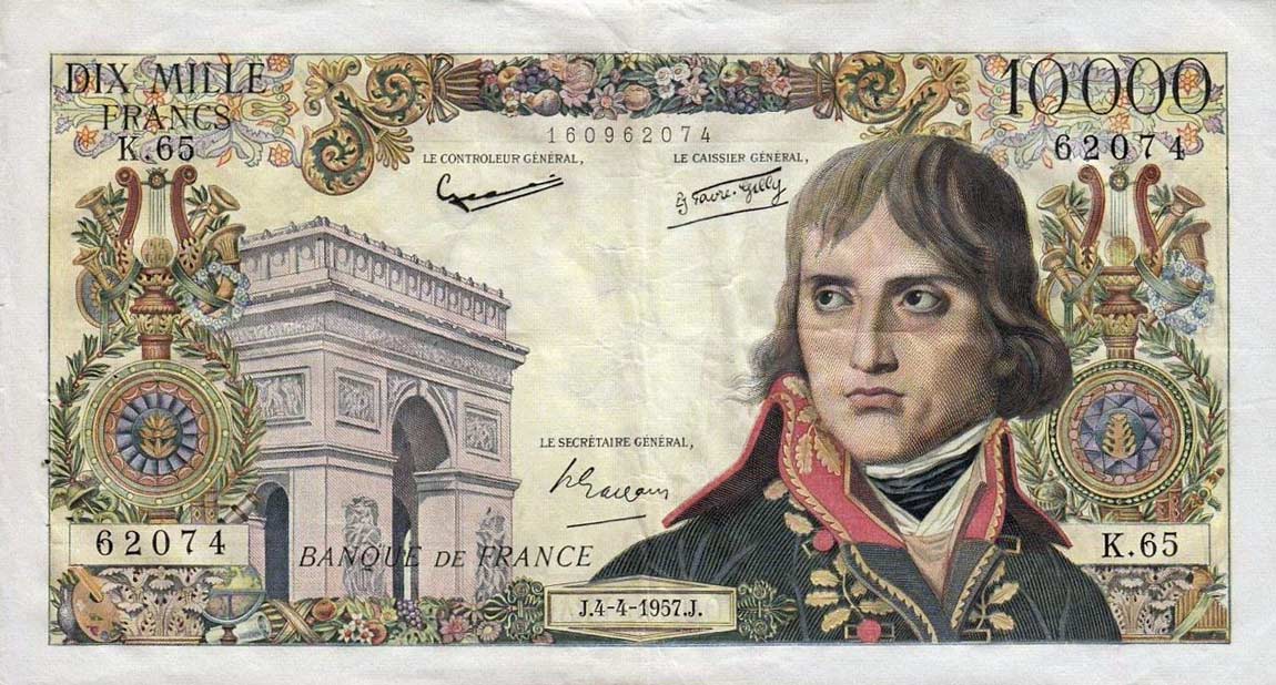 Front of France p136b: 10000 Francs from 1957