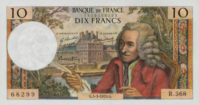 Front of France p147c: 10 Francs from 1967