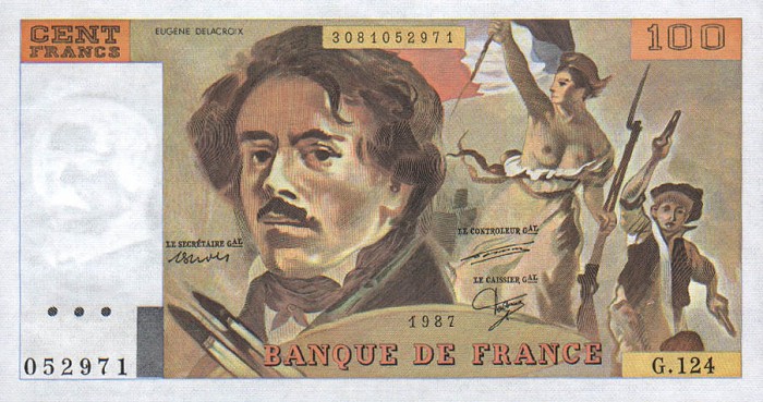 Front of France p154c: 100 Francs from 1987