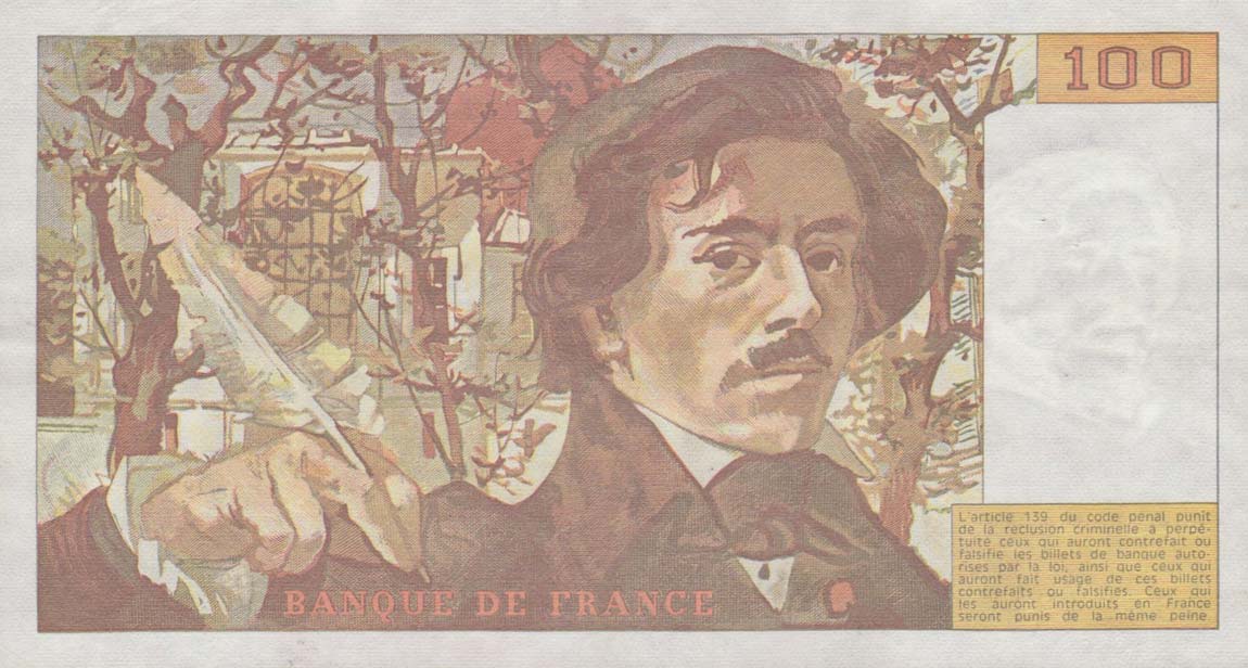 Back of France p154d: 100 Francs from 1988