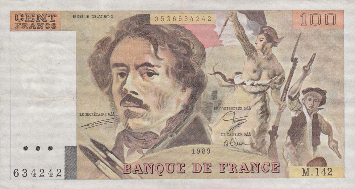 Front of France p154d: 100 Francs from 1988