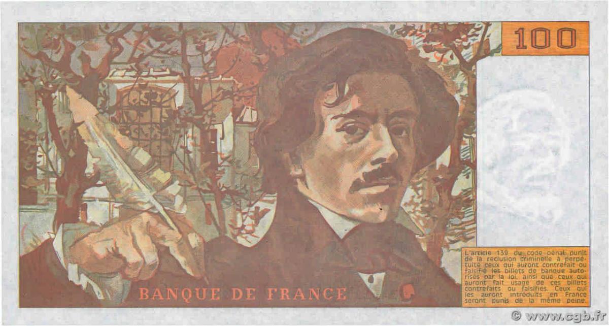 Back of France p154e: 100 Francs from 1990