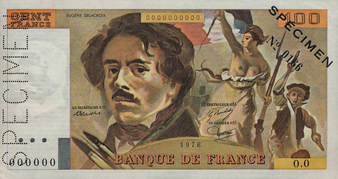 Front of France p154s: 100 Francs from 1978