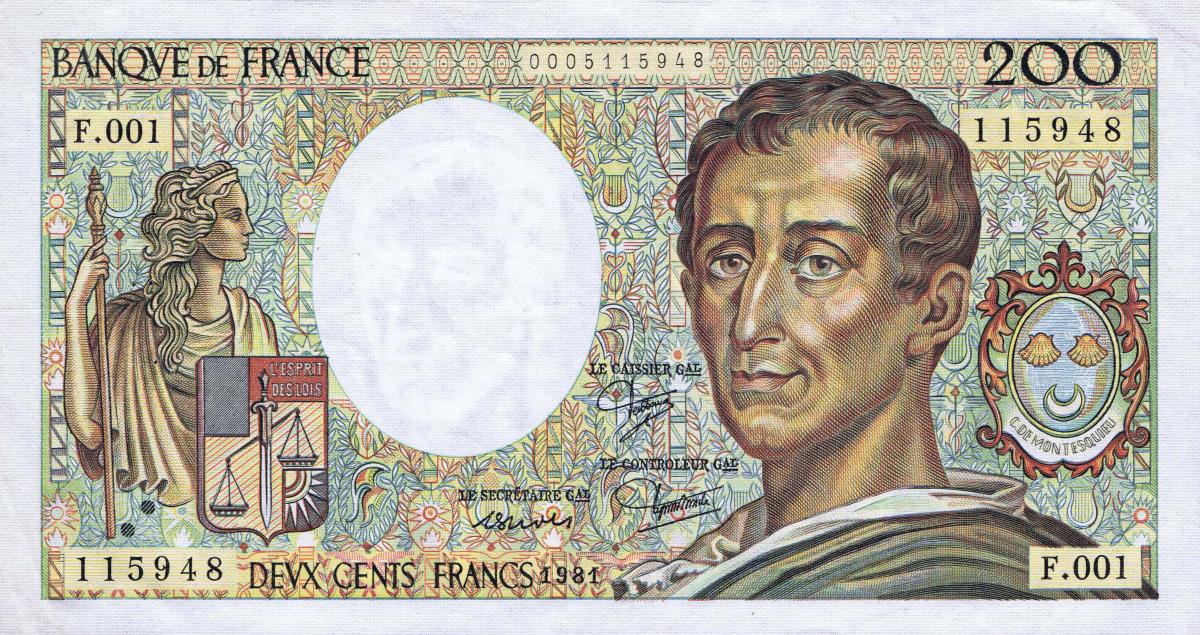 Front of France p155a: 200 Francs from 1981