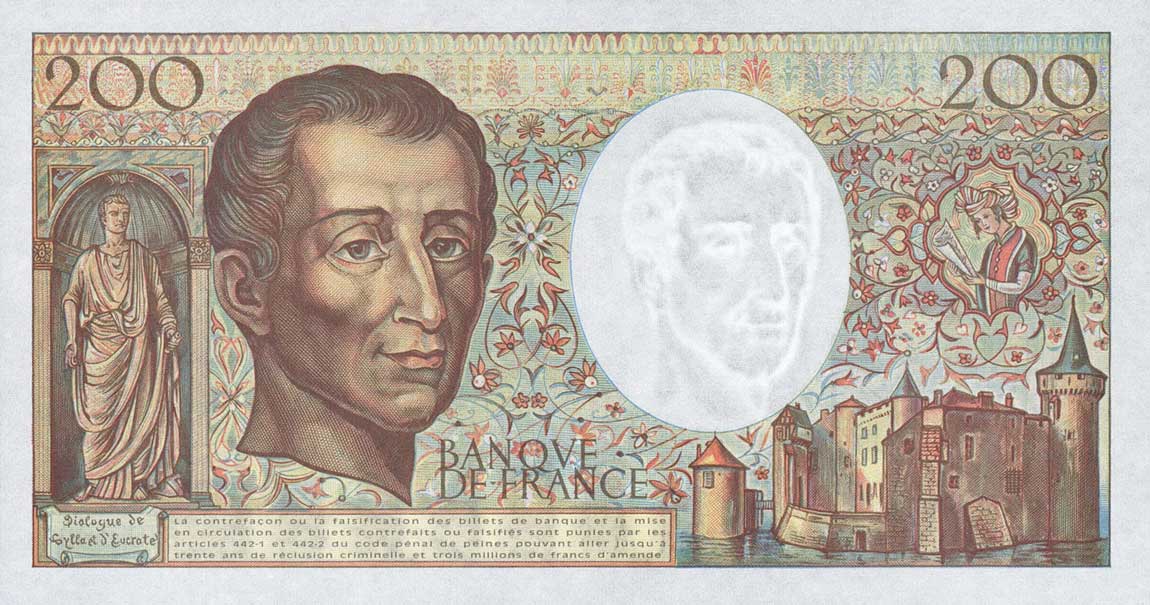 Back of France p155f: 200 Francs from 1994