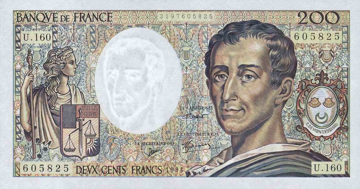 Front of France p155f: 200 Francs from 1994