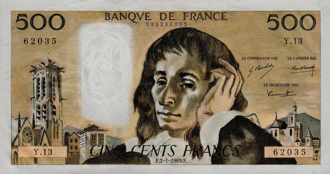 Front of France p156a: 500 Francs from 1968