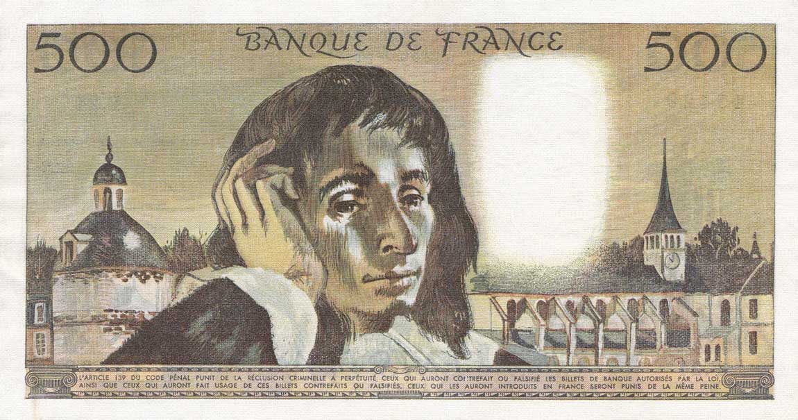 Back of France p156b: 500 Francs from 1971