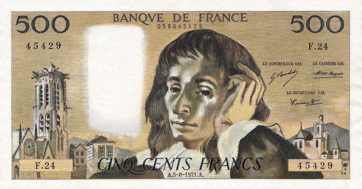 Front of France p156b: 500 Francs from 1971