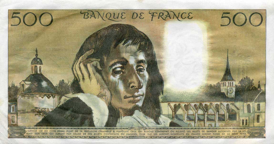 Back of France p156c: 500 Francs from 1974