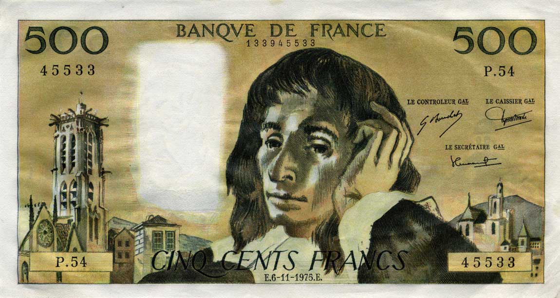 Front of France p156c: 500 Francs from 1974