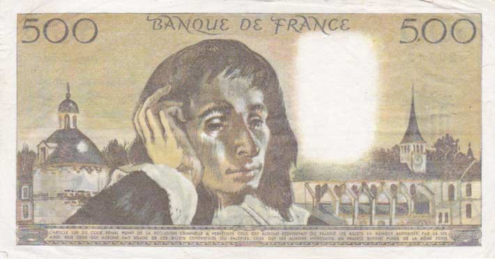 Back of France p156d: 500 Francs from 1976