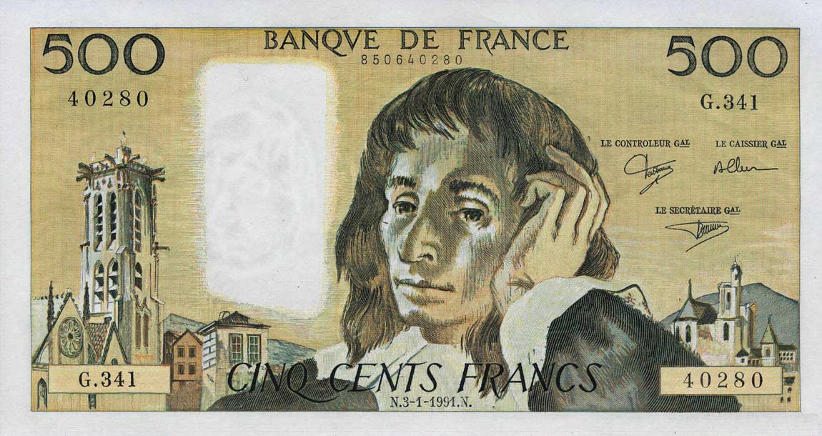 Front of France p156h: 500 Francs from 1990