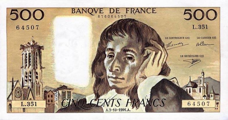 Front of France p156i: 500 Francs from 1991