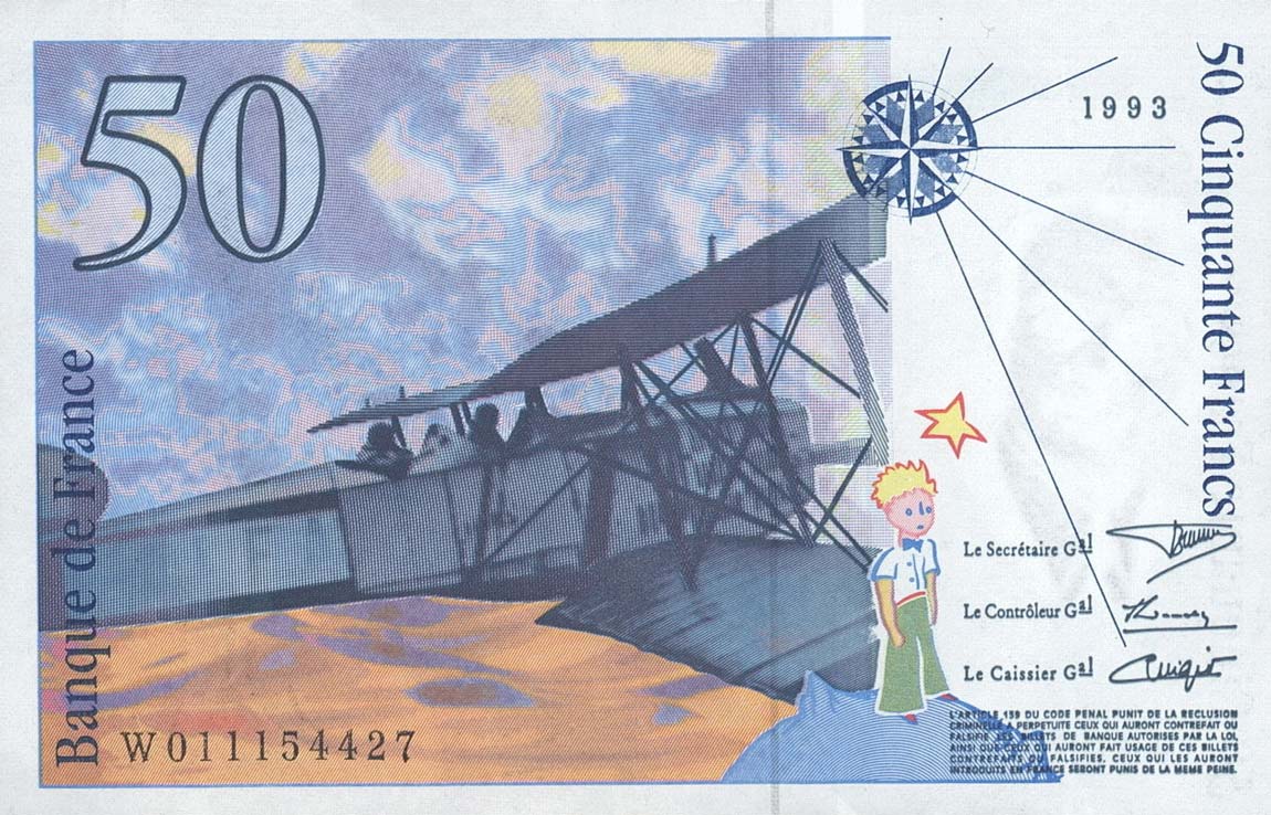 Back of France p157b: 50 Francs from 1993