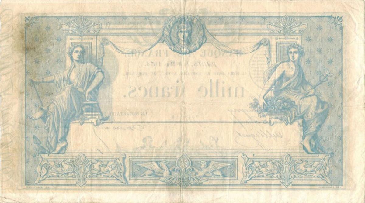 Back of France p54c: 1000 Francs from 1867