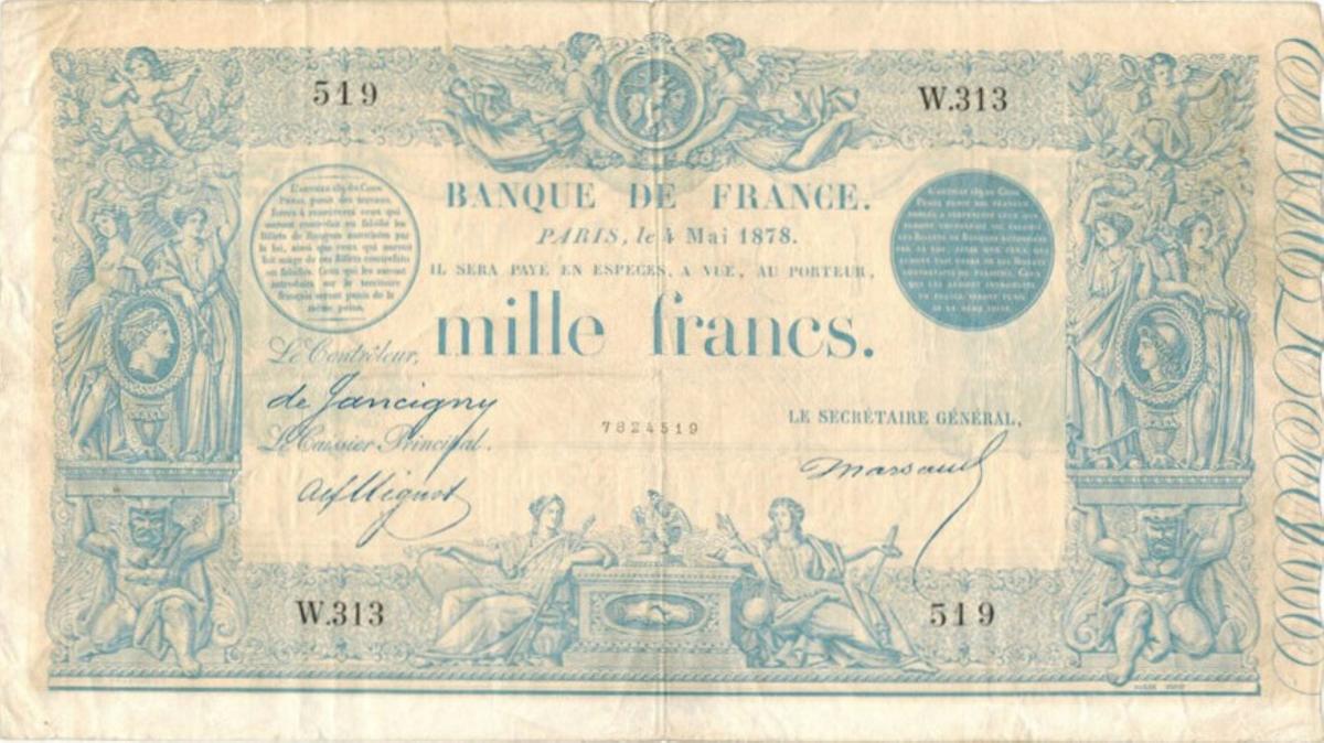 Front of France p54c: 1000 Francs from 1867