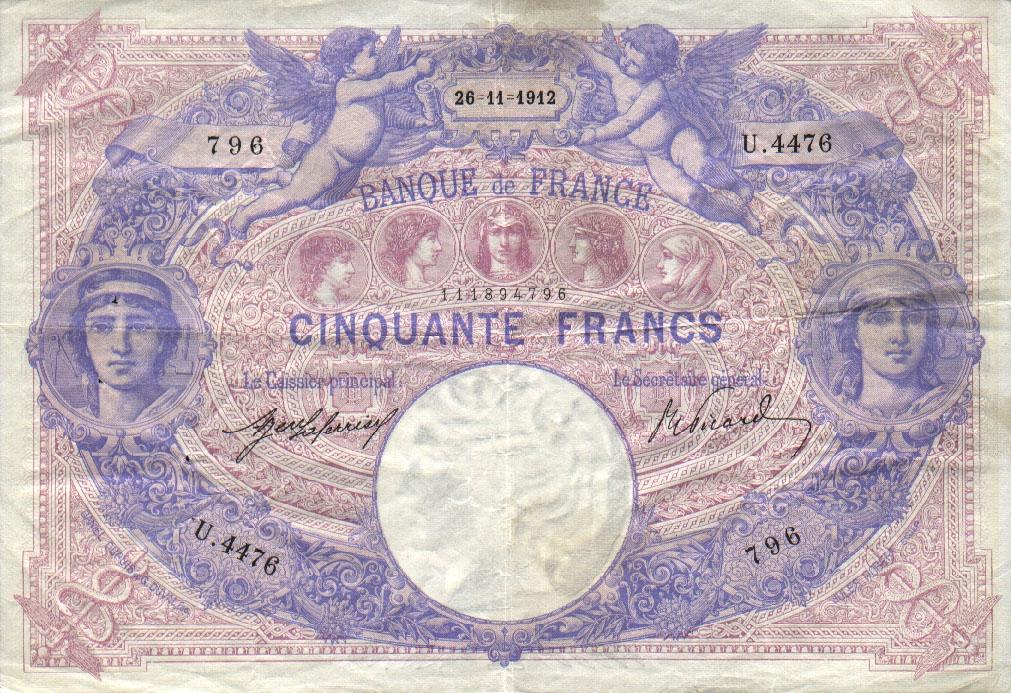 Front of France p64e: 50 Francs from 1907