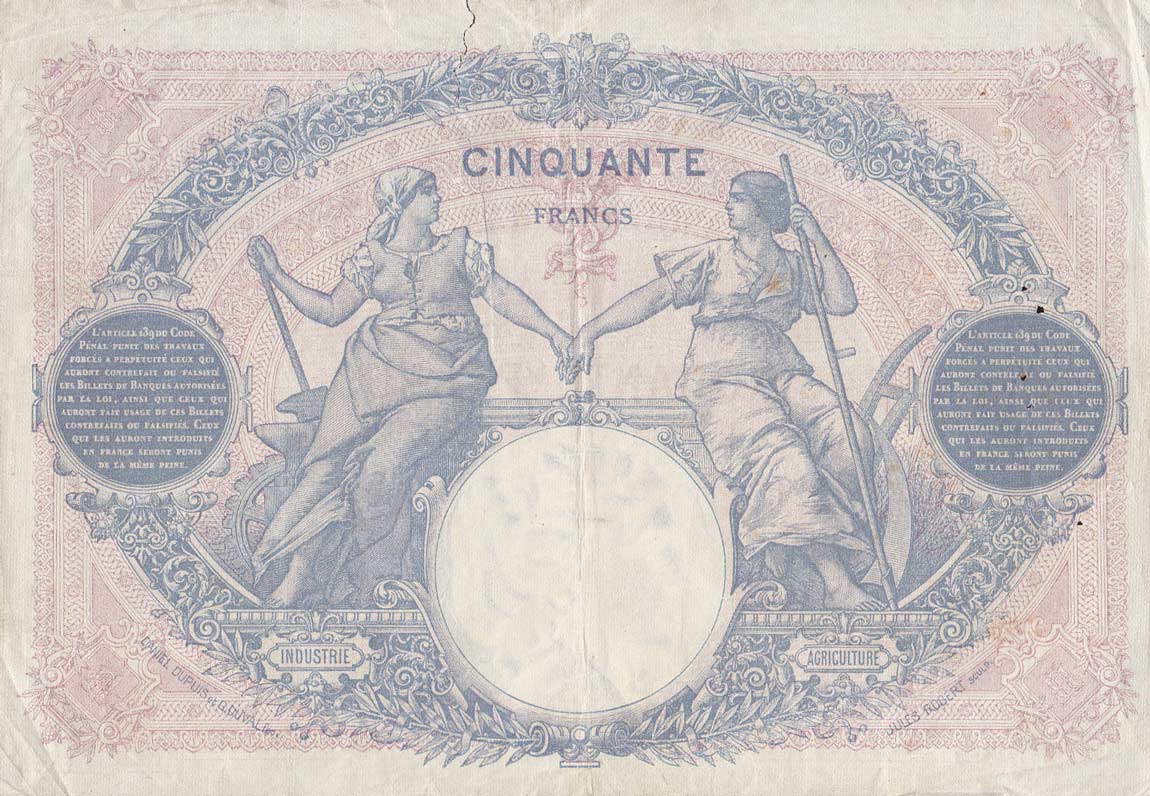 Back of France p64h: 50 Francs from 1926