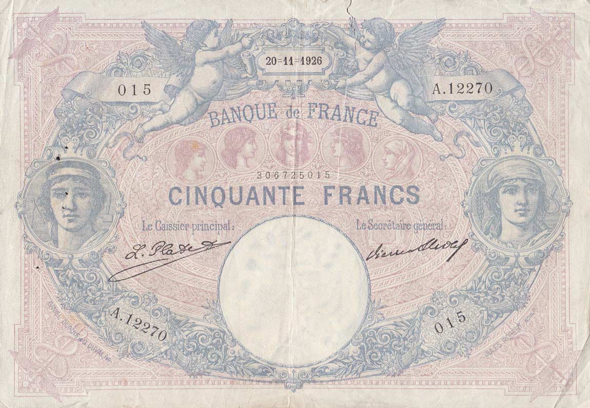 Front of France p64h: 50 Francs from 1926