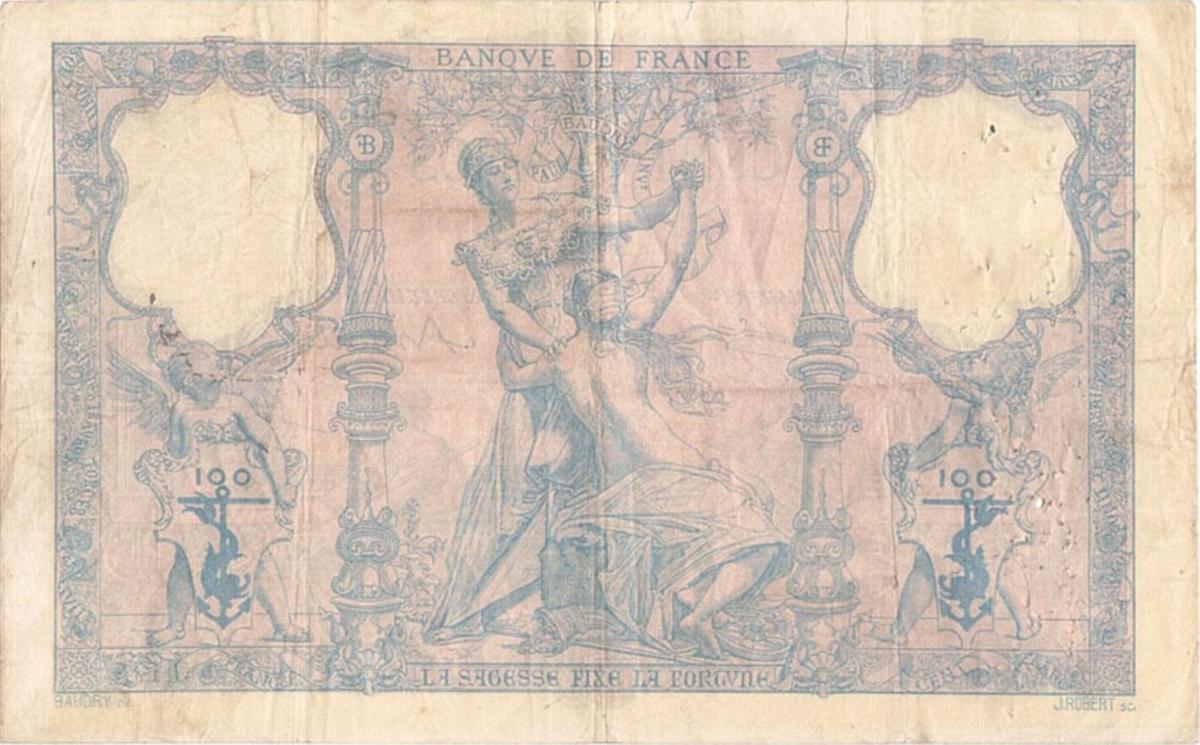 Back of France p65a: 100 Francs from 1888