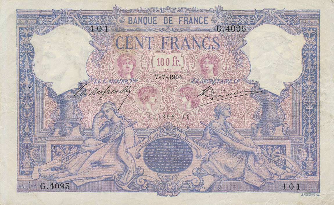 Front of France p65c: 100 Francs from 1900