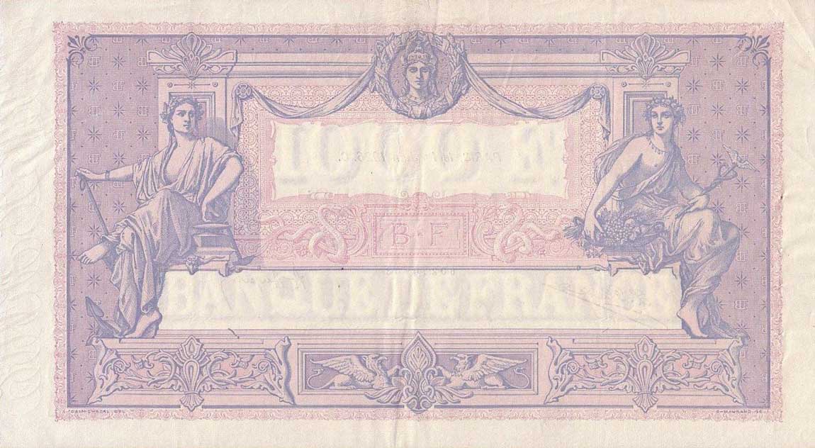 Back of France p67k: 1000 Francs from 1926