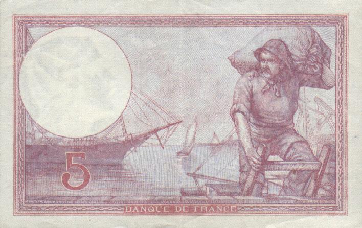 Back of France p72d: 5 Francs from 1926