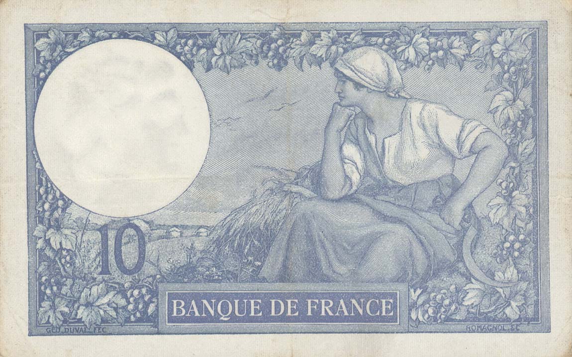 Back of France p73a: 10 Francs from 1916