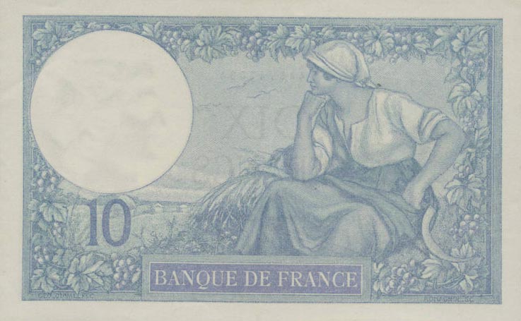 Back of France p73c: 10 Francs from 1922