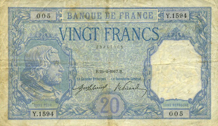 Front of France p74a: 20 Francs from 1916