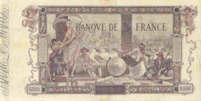 Back of France p76: 5000 Francs from 1918