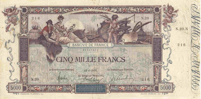 Front of France p76: 5000 Francs from 1918