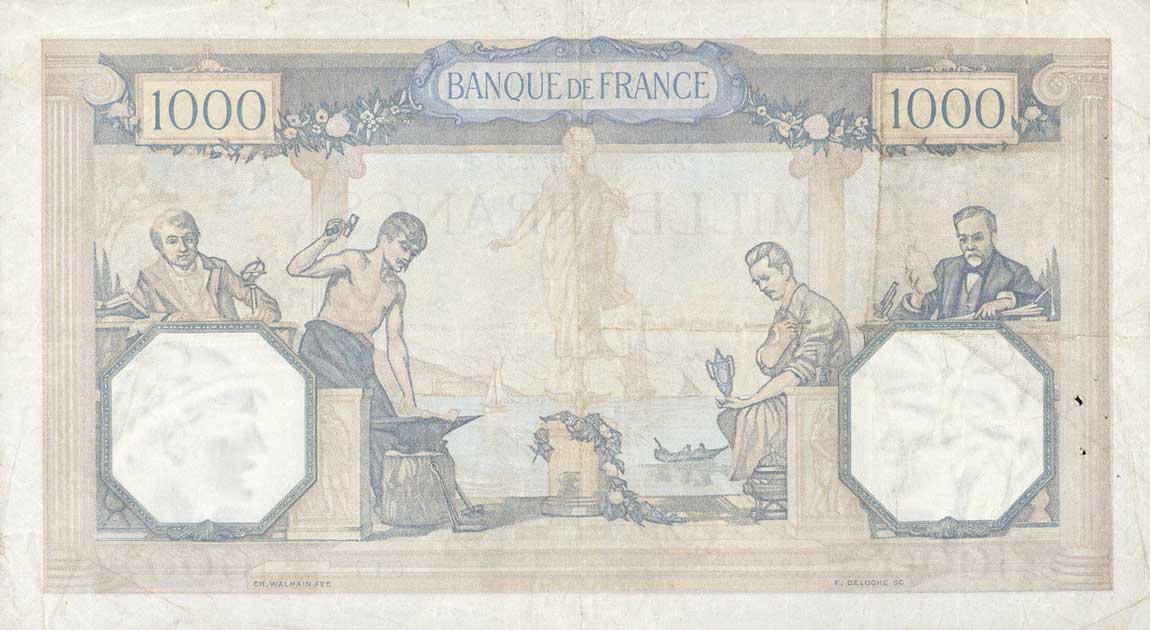 Back of France p79c: 1000 Francs from 1933