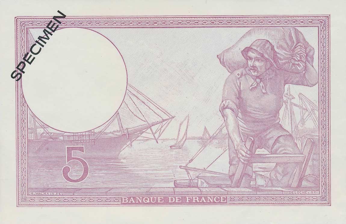 Back of France p83s: 5 Francs from 1939