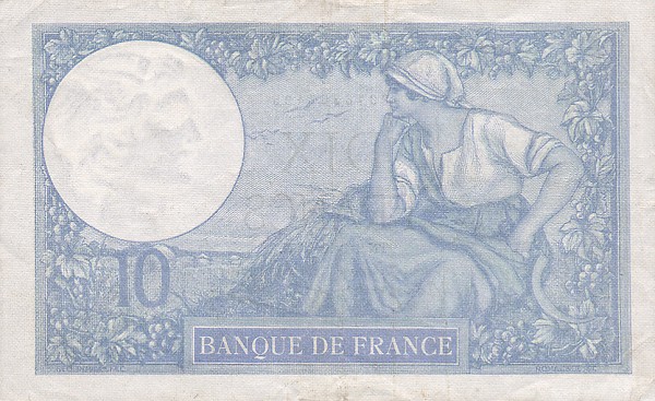 Back of France p84a: 10 Francs from 1939