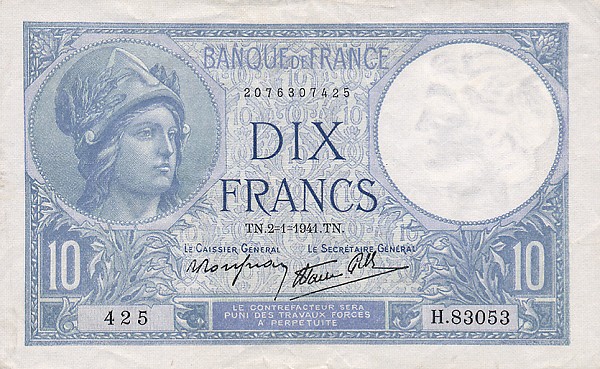 Front of France p84a: 10 Francs from 1939