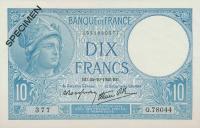 p84s from France: 10 Francs from 1939