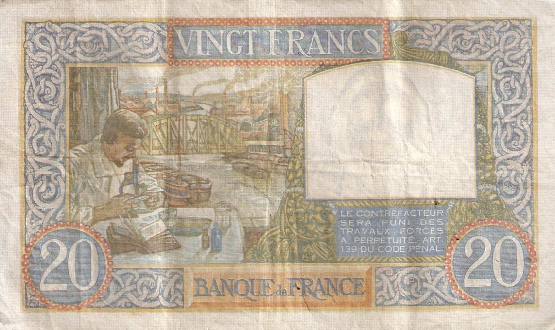 Back of France p92c: 20 Francs from 1942