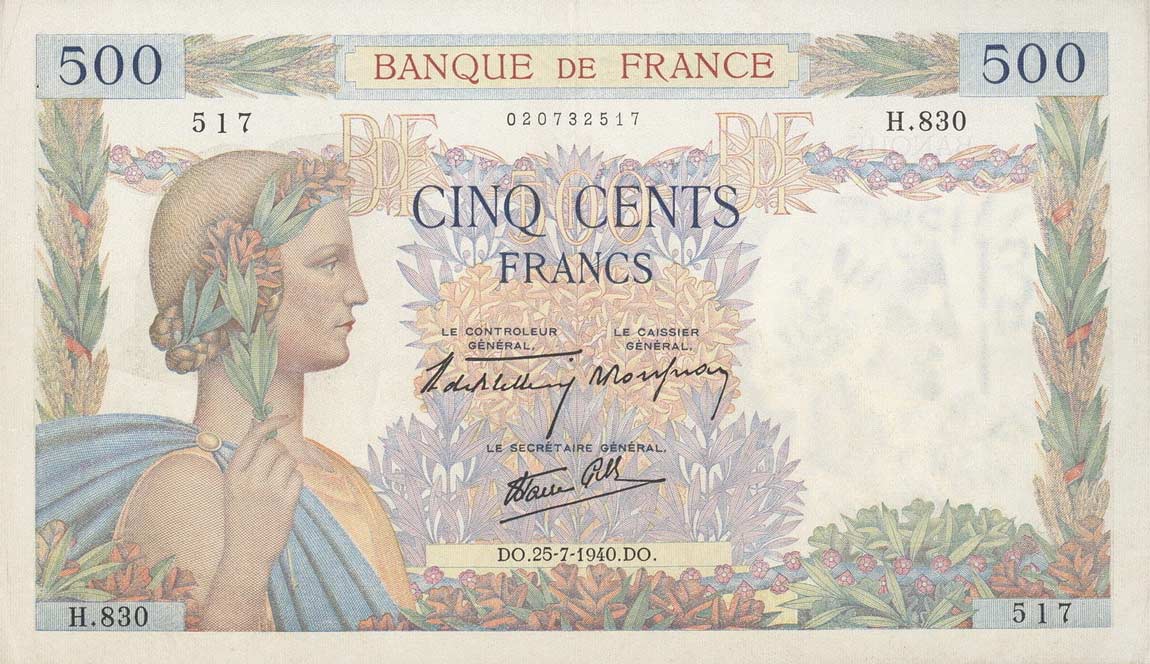 Front of France p95a: 500 Francs from 1940