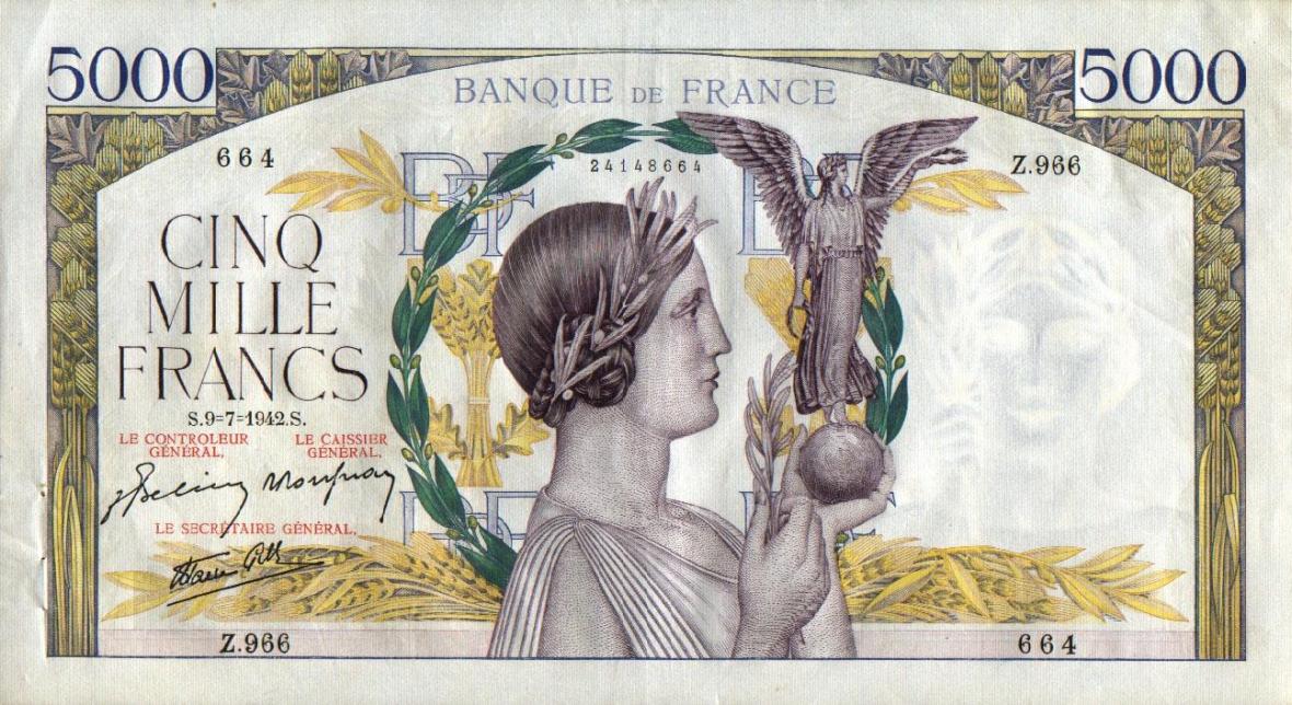 Front of France p97c: 5000 Francs from 1941