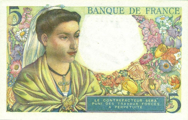 Back of France p98b: 5 Francs from 1947