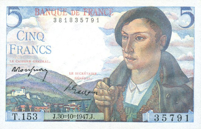 Front of France p98b: 5 Francs from 1947