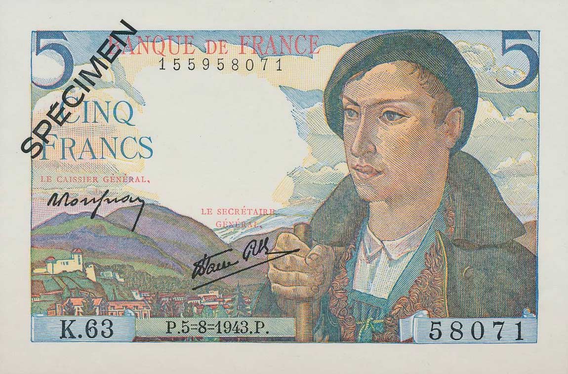 Front of France p98s: 5 Francs from 1943