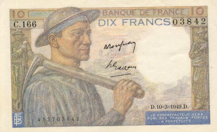 Front of France p99f: 10 Francs from 1947