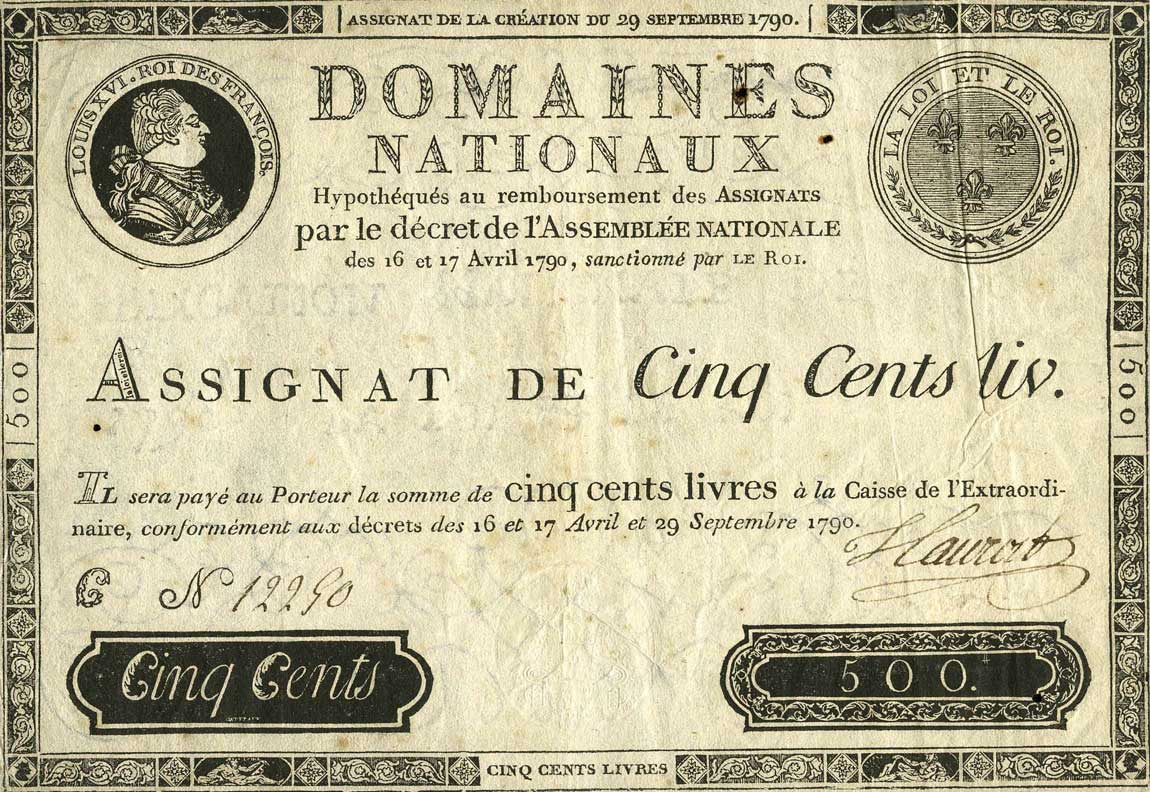 Front of France pA40: 500 Livres from 1790