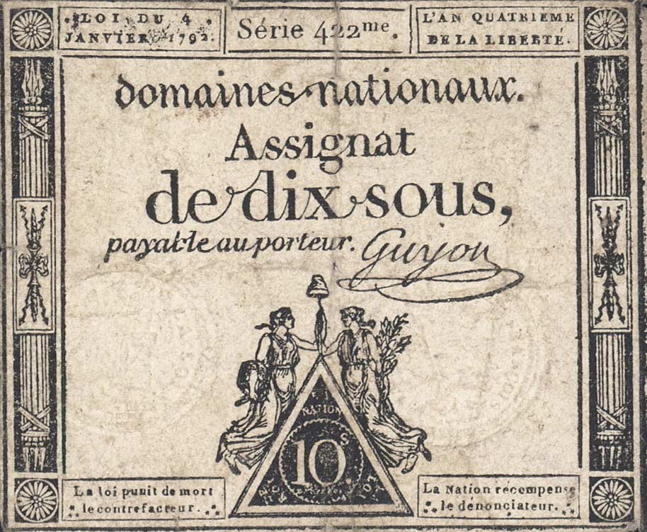 Front of France pA53: 10 Sous from 1792